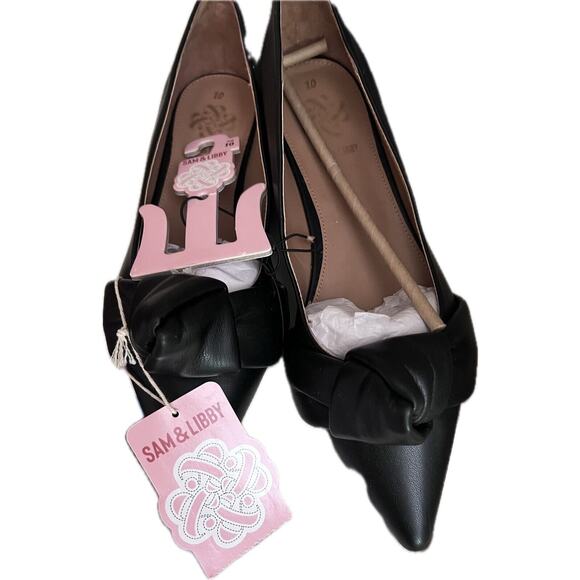 Sam & Libby Women's Laurena Pointed Toe Knotted Flats Black Size: 10 Shoes - Picture 7 of 8